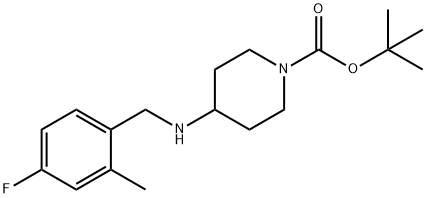 tert-Butyl 4-(4-fluoro-2-methylbenzylamino)piperidine-1-carboxylate 구조식 이미지