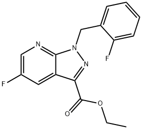 ethyl 5-fluoro-1-(2-fluorobenzyl)-1H-pyrazolo[3,4-b]pyridine-3-carboxylate 구조식 이미지