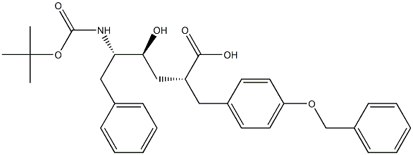 (2R,4S,5S)-2-(4-(benzyloxy)benzyl)-5-((tert-butoxycarbonyl)amino)-4-hydroxy-6-phenylhexanoic acid Structure