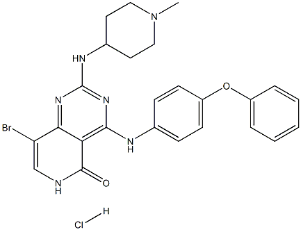 8-Bromo-2-(1-methyl-piperidin-4-ylamino)-4-(4-phenoxy-phenylamino)-6H-pyrido[4,3-d]pyrimidin-5-one hydrochloride Structure