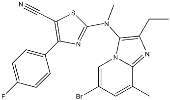 2-((6-bromo-2-ethyl-8-methylimidazo[1,2-a]pyridin-3-yl)(methyl)amino)-4-(4-fluorophenyl)thiazole-5-carbonitrile Structure