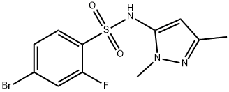 4-bromo-N-(1,3-dimethyl-1H-pyrazol-5-yl)-2-fluorobenzenesulfonamide Structure