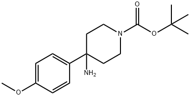 tert-Butyl 4-amino-4-(4-methoxyphenyl)piperidine-1-carboxylate 구조식 이미지