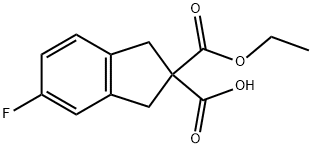 2-(ethoxycarbonyl)-5-fluoro-2,3-dihydro-1H-indene-2-carboxylic acid 구조식 이미지