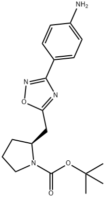 tert-butyl (S)-2-((3-(4-aminophenyl)-1,2,4-oxadiazol-5-yl)methyl)pyrrolidine-1-carboxylate Structure