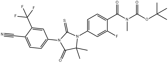 tert-butyl (4-(3-(4-cyano-3-(trifluoromethyl)phenyl)-5,5-dimethyl-4-oxo-2-thioxoimidazolidin-1-yl)-2-fluorobenzoyl)(methyl)carbamate 구조식 이미지