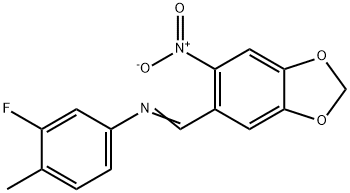 (3-fluoro-4-methylphenyl)[(6-nitro-1,3-benzodioxol-5-yl)methylene]amine Structure