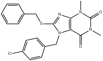 8-(benzylthio)-7-(4-chlorobenzyl)-1,3-dimethyl-3,7-dihydro-1H-purine-2,6-dione Structure