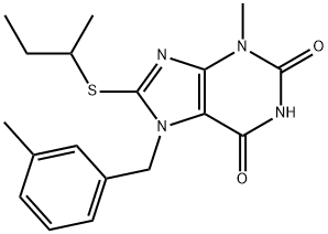 8-(sec-butylthio)-3-methyl-7-(3-methylbenzyl)-3,7-dihydro-1H-purine-2,6-dione Structure