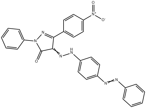 5-(4-nitrophenyl)-2-phenyl-4-{[4-(phenyldiazenyl)phenyl]hydrazono}-2,4-dihydro-3H-pyrazol-3-one Structure