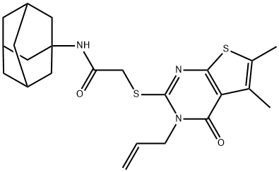 N-((3s,5s,7s)-adamantan-1-yl)-2-((3-allyl-5,6-dimethyl-4-oxo-3,4-dihydrothieno[2,3-d]pyrimidin-2-yl)thio)acetamide Structure