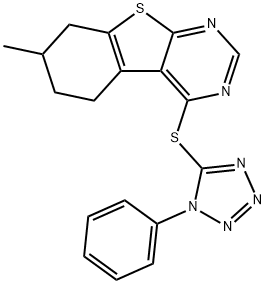 7-methyl-4-((1-phenyl-1H-tetrazol-5-yl)thio)-5,6,7,8-tetrahydrobenzo[4,5]thieno[2,3-d]pyrimidine Structure