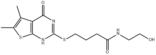 4-((5,6-dimethyl-4-oxo-3,4-dihydrothieno[2,3-d]pyrimidin-2-yl)thio)-N-(2-hydroxyethyl)butanamide Structure