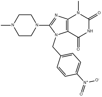 3-methyl-8-(4-methylpiperazin-1-yl)-7-(4-nitrobenzyl)-3,7-dihydro-1H-purine-2,6-dione Structure