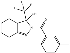 [3-hydroxy-3-(trifluoromethyl)-4,5,6,7-tetrahydro-3aH-indazol-2-yl]-(3-methylphenyl)methanone Structure