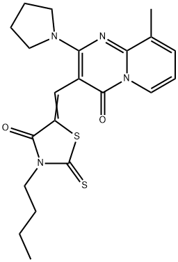 (Z)-3-butyl-5-((9-methyl-4-oxo-2-(pyrrolidin-1-yl)-4H-pyrido[1,2-a]pyrimidin-3-yl)methylene)-2-thioxothiazolidin-4-one Structure