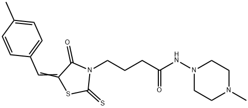 (E)-4-(5-(4-methylbenzylidene)-4-oxo-2-thioxothiazolidin-3-yl)-N-(4-methylpiperazin-1-yl)butanamide 구조식 이미지