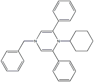 Pyrazine,1-cyclohexyl-1,4-dihydro-2,6-diphenyl-4-(phenylmethyl)- Structure