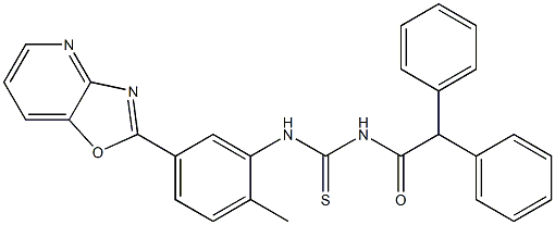 N-[[2-methyl-5-([1,3]oxazolo[4,5-b]pyridin-2-yl)phenyl]carbamothioyl]-2,2-diphenylacetamide 구조식 이미지