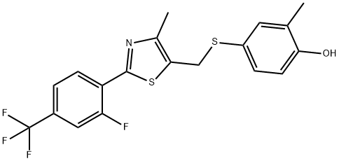 4-((2-(2-fluoro-4-(trifluoromethyl)phenyl)-4-methylthiazol-5-yl)methylthio)-2-methylphenol Structure