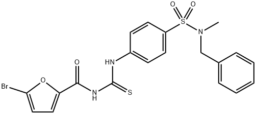 N-{[(4-{[benzyl(methyl)amino]sulfonyl}phenyl)amino]carbonothioyl}-5-bromo-2-furamide 구조식 이미지