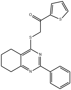 2-((2-phenyl-5,6,7,8-tetrahydroquinazolin-4-yl)thio)-1-(thiophen-2-yl)ethan-1-one Structure