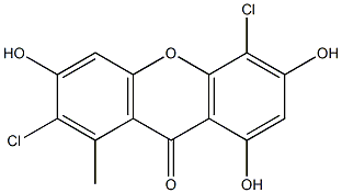 9H-Xanthen-9-one, 2,5-dichloro-3,6,8-trihydroxy-1-methyl- 구조식 이미지