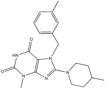 3-methyl-7-[(3-methylphenyl)methyl]-8-(4-methylpiperidin-1-yl)purine-2,6-dione Structure