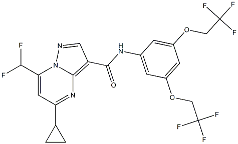 N-[3,5-bis(2,2,2-trifluoroethoxy)phenyl]-5-cyclopropyl-7-(difluoromethyl)pyrazolo[1,5-a]pyrimidine-3-carboxamide Structure