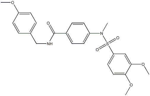 4-[(3,4-dimethoxyphenyl)sulfonyl-methylamino]-N-[(4-methoxyphenyl)methyl]benzamide Structure