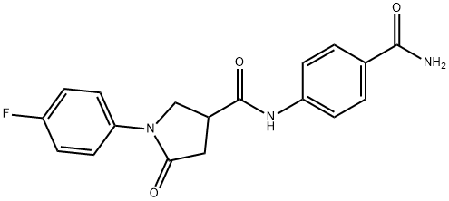 N-(4-carbamoylphenyl)-1-(4-fluorophenyl)-5-oxopyrrolidine-3-carboxamide Structure
