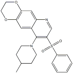 8-(benzenesulfonyl)-9-(4-methylpiperidin-1-yl)-2,3-dihydro-[1,4]dioxino[2,3-g]quinoline Structure