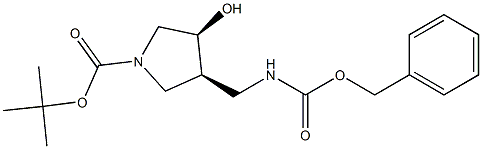 1-Pyrrolidinecarboxylic acid, 3-hydroxy-4-[[[(phenylmethoxy)carbonyl]amino]methyl]-, 1,1-dimethylethyl ester, (3S,4S)- 구조식 이미지