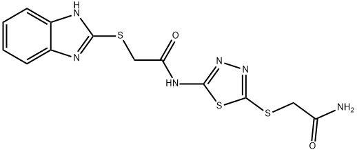 N-{5-[(2-amino-2-oxoethyl)sulfanyl]-1,3,4-thiadiazol-2-yl}-2-(1H-benzimidazol-2-ylsulfanyl)acetamide Structure
