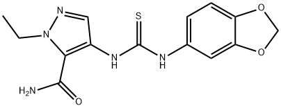 4-(1,3-benzodioxol-5-ylcarbamothioylamino)-2-ethylpyrazole-3-carboxamide 구조식 이미지