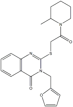 3-(furan-2-ylmethyl)-2-[2-(2-methylpiperidin-1-yl)-2-oxoethyl]sulfanylquinazolin-4-one Structure