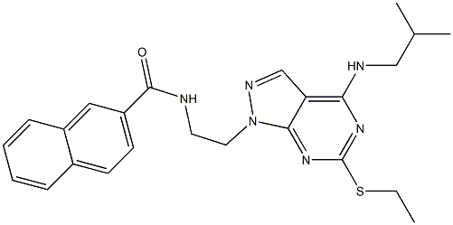 N-[2-[6-ethylsulfanyl-4-(2-methylpropylamino)pyrazolo[3,4-d]pyrimidin-1-yl]ethyl]naphthalene-2-carboxamide Structure