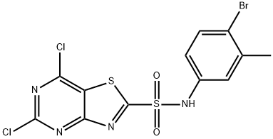 N-(4-BROMO-3-METHYLPHENYL)-5,7-DICHLOROTHIAZOLO[4,5-D]PYRIMIDINE-2-SULFONAMIDE 구조식 이미지