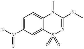 4-METHYL-3-(METHYLTHIO)-7-NITRO-4H-BENZO[E][1,2,4]THIADIAZINE 1,1-DIOXIDE 구조식 이미지