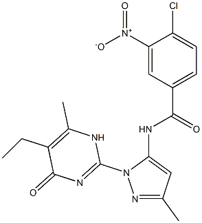 4-chloro-N-[2-(5-ethyl-6-methyl-4-oxo-1H-pyrimidin-2-yl)-5-methylpyrazol-3-yl]-3-nitrobenzamide Structure