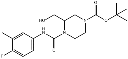 1-Piperazinecarboxylic acid, 4-[[(4-fluoro-3-methylphenyl)amino]carbonyl]-3-(hydroxymethyl)-, 1,1-dimethylethyl ester Structure