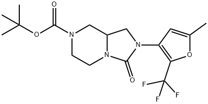 Imidazo[1,5-a]pyrazine-7(1H)-carboxylic acid, hexahydro-2-[5-methyl-2-(trifluoromethyl)-3-furanyl]-3-oxo-, 1,1-dimethylethyl ester Structure