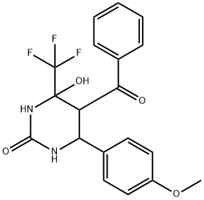 5-benzoyl-4-hydroxy-6-(4-methoxyphenyl)-4-(trifluoromethyl)tetrahydropyrimidin-2(1H)-one Structure