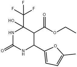 ethyl 4-hydroxy-6-(5-methylfuran-2-yl)-2-oxo-4-(trifluoromethyl)hexahydropyrimidine-5-carboxylate 구조식 이미지