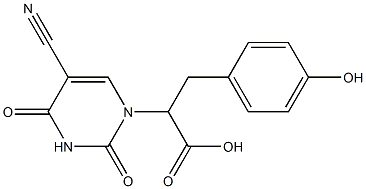 2-(5-Cyano-2,4-dioxo-3,4-dihydro-2H-pyrimidin-1-yl)-3-(4-hydroxy-phenyl)-propionic acid 구조식 이미지