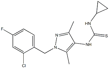 1-[1-[(2-chloro-4-fluorophenyl)methyl]-3,5-dimethylpyrazol-4-yl]-3-cyclopropylthiourea Structure