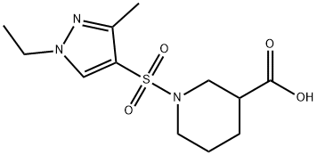 1-[(1-Ethyl-3-methyl-1H-pyrazol-4-yl)sulfonyl]piperidine-3-carboxylic acid Structure