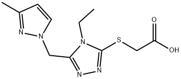 ((4-Ethyl-5-[(3-methyl-1H-pyrazol-1-yl)methyl]-4H-1,2,4-triazol-3-yl)thio)acetic acid 구조식 이미지