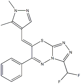 (7Z)-3-(difluoromethyl)-7-[(1,5-dimethylpyrazol-4-yl)methylidene]-6-phenyl-[1,2,4]triazolo[3,4-b][1,3,4]thiadiazine Structure