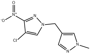 4-chloro-1-[(1-methyl-1H-pyrazol-4-yl)methyl]-3-nitro-1H-pyrazole 구조식 이미지